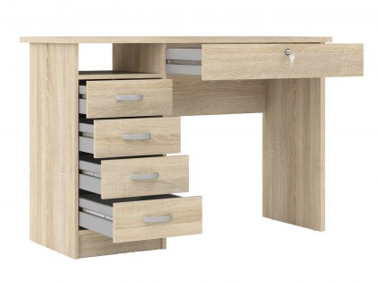 Furniture To Go Function Plus Oak 5 Drawer Desk (Flat Packed)