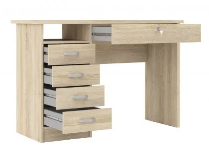Furniture To Go Function Plus Oak 5 Drawer Desk