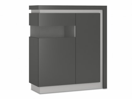 Furniture To Go Lyon Platinum High Gloss and Grey Gloss 2 Door Designer Cabinet (LHD) (Flat Packed)