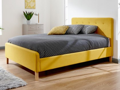 GFW Ashbourne 4ft6 Double Mustard Upholstered Fabric Bed Frame