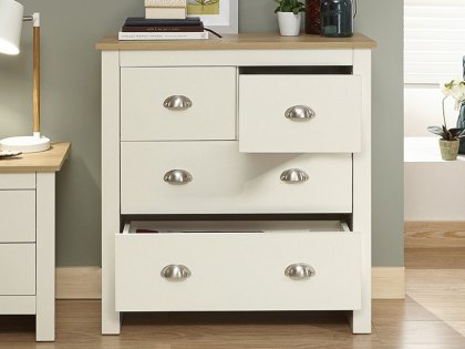 GFW Lancaster Cream and Oak 2+2 Drawer Chest of Drawers (Flat Packed)