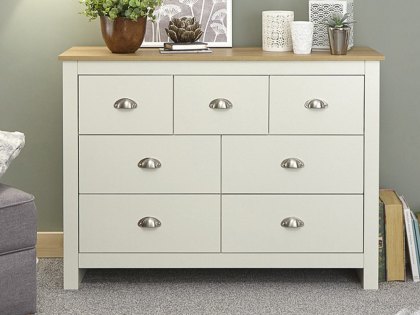 GFW Lancaster Cream and Oak 7 Drawer Merchant Chest of Drawers (Flat Packed)
