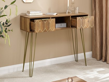 GFW Orleans Mango Effect 2 Drawer Console Table (Flat Packed)