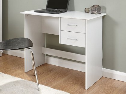 GFW Panama White 2 Drawer Study Desk (Flat Packed)