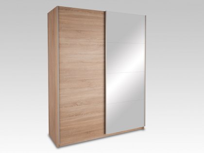 Harmony Dallas Oak 1 Mirror Sliding Door Large Double Wardrobe (Flat Packed)