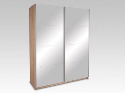 Harmony Dallas Oak Mirrored Sliding Door Large Double Wardrobe (Flat Packed)