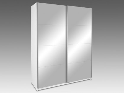 Harmony Dallas White High Gloss Mirrored Sliding Door Large Double Wardrobe (Flat Packed)