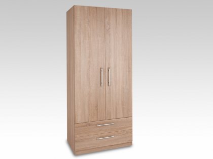 Harmony Holborn Oak 2 Door 2 Drawer Double Wardrobe (Flat Packed)
