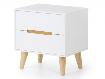 Julian Bowen Alicia White and Oak 2 Drawer Small Bedside Cabinet (Flat Packed)