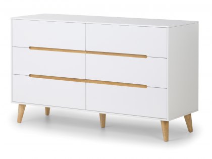 Julian Bowen Alicia White and Oak 6 Drawer Chest of Drawers (Flat Packed)