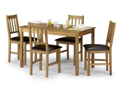 Julian Bowen Coxmoor 118cm American White Oak Dining Table and 4 Chairs Set