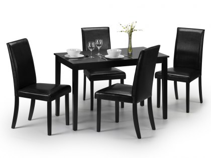 Julian Bowen Hudson 114cm Black Dining Table and 4 Chairs Set