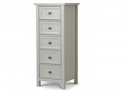 Julian Bowen Maine Dove Grey 5 Drawer Tall Narrow Chest of Drawers (Flat Packed)