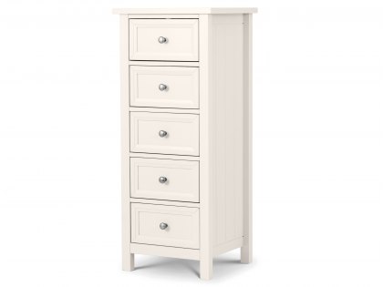 Julian Bowen Maine Surf White 5 Drawer Tall Narrow Chest of Drawers (Flat Packed)