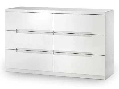 Julian Bowen Manhattan White High Gloss 3+3 Drawer Chest of Drawers
