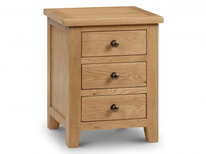 Julian Bowen Marlborough 3 Drawer Oak Wooden Bedside Cabinet (Assembled)