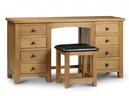 Julian Bowen Marlborough Double Pedestal Oak Wooden Dressing Table (Assembled)