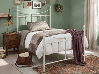 Julian Bowen Rebecca Stone White Metal Bed Frame Julian Bowen Rebecca Stone White Metal Bed Frame