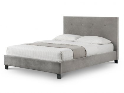 Julian Bowen Shoreditch 4ft6 Double Grey Velvet Upholstered Fabric Bed Frame