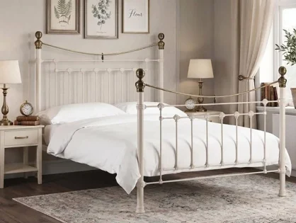 Julian Bowen Victoria Ivory and Brass Metal Bed Frame Julian Bowen Victoria Ivory and Brass Metal Bed Frame
