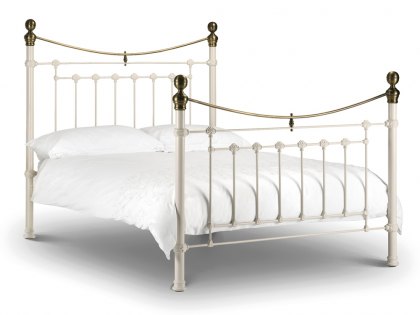Julian Bowen Victoria 5ft King Size Ivory and Brass Metal Bed Frame