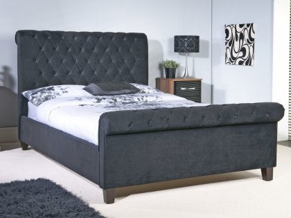 Limelight Orbit 4ft6 Double Black Velvet Upholstered Fabric Bed Frame