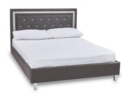 LPD Crystalle 5ft King Size Grey Upholstered Faux Leather Bed Frame