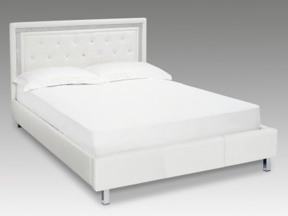 LPD Crystalle 5ft King Size White Upholstered Faux Leather Bed Frame