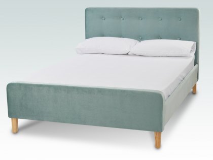 LPD Pierre 4ft6 Double Aqua Blue Velvet Upholstered Fabric Bed Frame