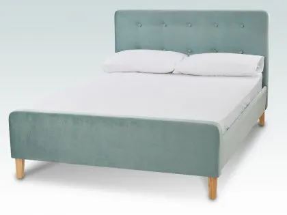 LPD Pierre 5ft King Size Aqua Blue Velvet Fabric Bed Frame