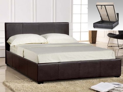 LPD Prado 4ft6 Double Brown Upholstered Faux Leather Ottoman Bed Frame