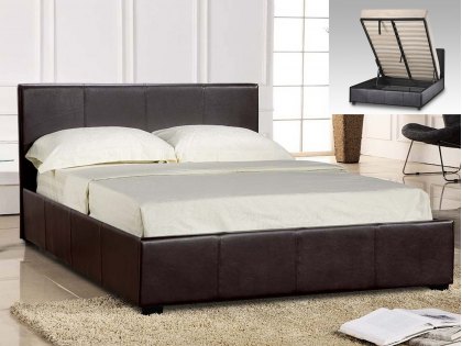 LPD Prado 5ft King Size Brown Upholstered Faux Leather Ottoman Bed Frame