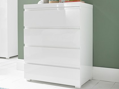 LPD Puro White High Gloss 4 Drawer Chest of Drawers (Flat Packed)