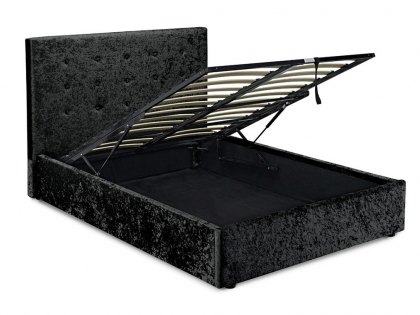 LPD Rimini 4ft6 Double Black Crushed Velvet Glitz Upholstered Fabric Ottoman Bed Frame