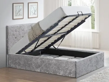 LPD Rimini 4ft6 Double Silver Crushed Velvet Glitz Fabric Ottoman Bed Frame