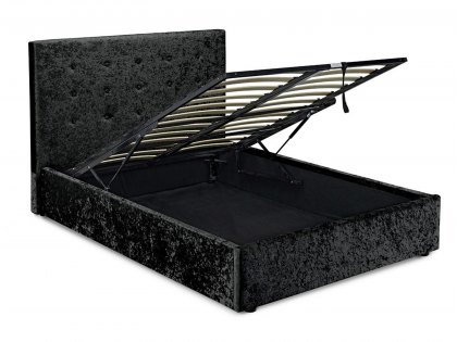 LPD Rimini 5ft King Size Black Crushed Velvet Glitz Upholstered Fabric Ottoman Bed Frame