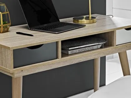 LPD Scandi Oak and Grey 2 Drawer Desk