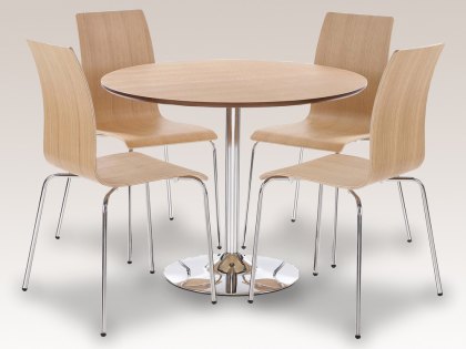 LPD Soho 95cm Oak Round Dining Table and 4 Oak Chairs Set
