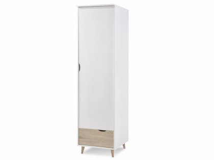 LPD Stockholm White and Oak 1 Door Single Wardrobe (Flat Packed)