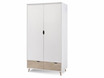 LPD Stockholm White and Oak 2 Door Double Wardrobe (Flat Packed)