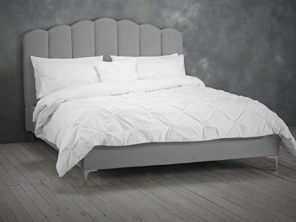 LPD Willow 4ft6 Double Silver Velvet Upholstered Fabric Bed Frame