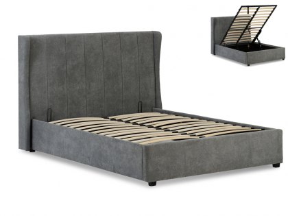 Seconique Amelia 4ft6 Double Grey Upholstered Fabric Ottoman Bed Frame