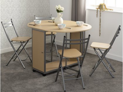 Space Save Wood One size Oak/Grey LPD Furniture Table Stow Away Dining Set 