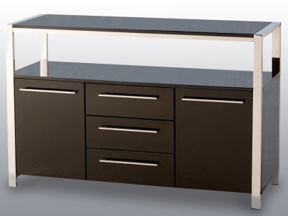Seconique Charisma Black High Gloss 2 Door 3 Drawer Sideboard (Flat Packed)