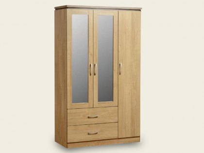 Seconique Charles Oak 3 Door 2 Drawer Triple Wardrobe (Flat Packed)