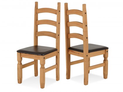 Seconique Corona Set of 2 Pine and Brown Wooden Dining Chairs