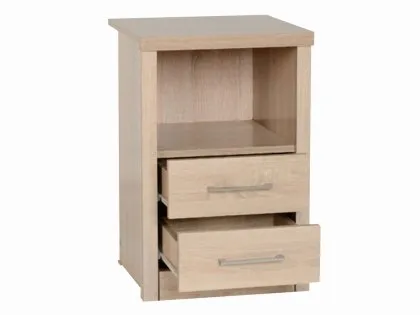 Seconique Lisbon Light Oak Effect 2 Drawer Bedside Table