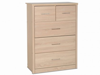 Seconique Lisbon  Light Oak Effect 3+2 Drawer Chest of Drawers (Flat Packed)