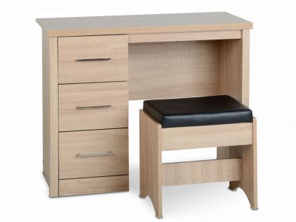 Seconique Lisbon  Light Oak Effect Dressing Table with Stool (Flat Packed)