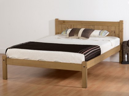 Seconique Maya 4ft6 Double Distressed Wax Pine Wooden Bed Frame